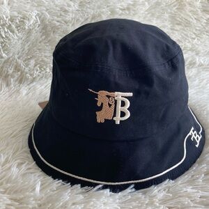 Burberry Black Bucket Hat with Tan Logo